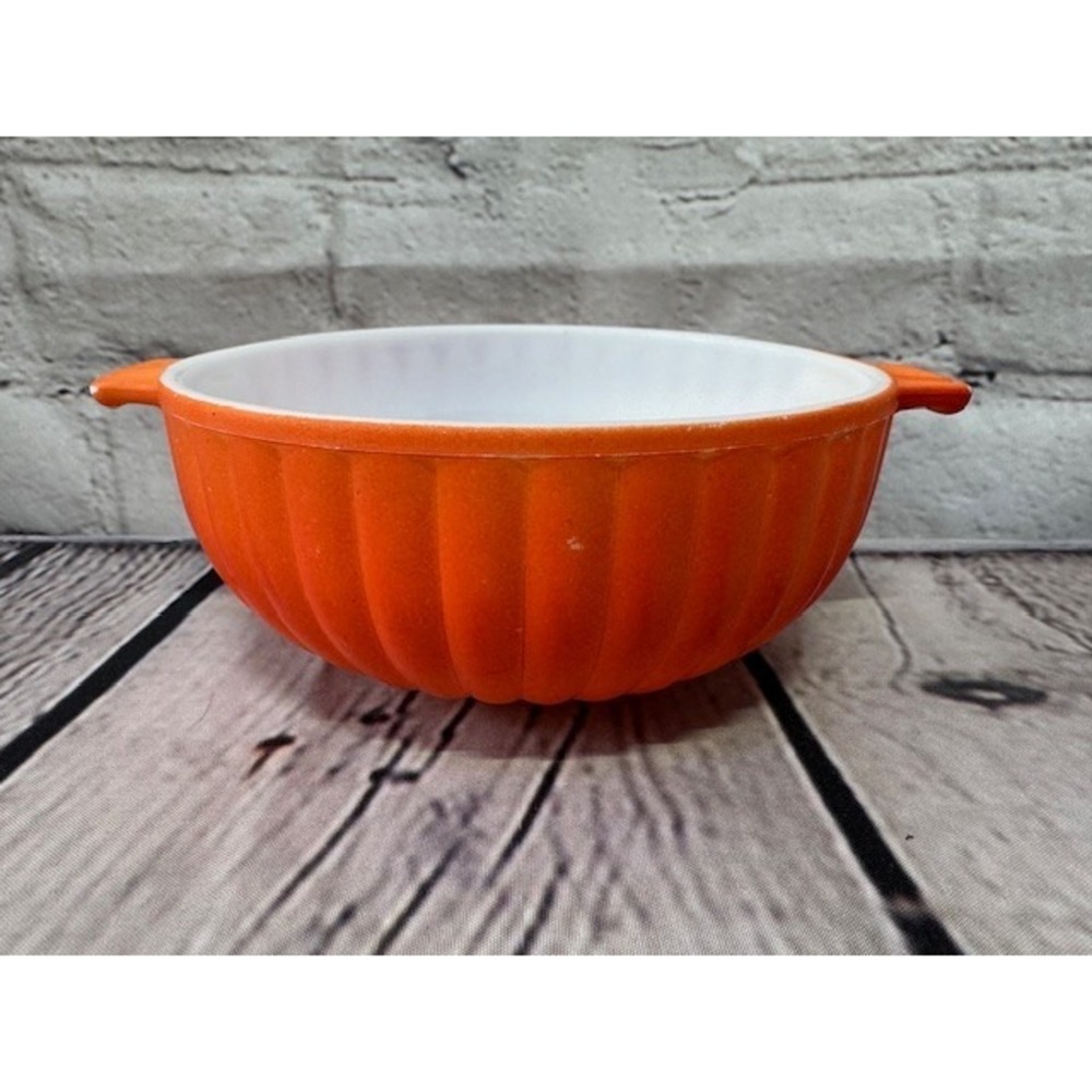 Vintage Hazel Atlas Platonite Milk Glass Soup Cereal‎ Bowl 1950s Kitsch Orange